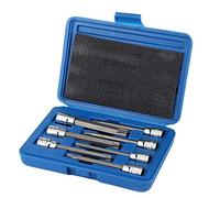 Ymiko 7Pcs 3/8inch Torx Bit Socket Set, T25-T60 Drive Extra Long Torx Star Bit Socket Set for Hand Use Work On Cars, Trucks, Appliances, Lawn Equipment, Machinery, and Other Jobs With Storage Case