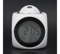Ymiko Modern LED Digital Projector Alarm Clock, Mini Multi-Function Temperature Display,Voice Talking Projection Clock 12/24 Hour Switched Home Decor (white USB)