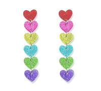 Ymimanchil Pride Earrings for Women Rainbow Heart Earrings LGBT Pride Dangle Earrings Rainbow Earrings Pride Jewelry, Metal, No Gemstone
