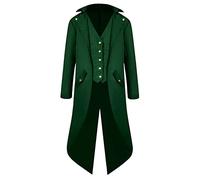 YMING Gothic Tailcoat Men's Steampunk Vintage Tailcoat Jacket Victorian Tailcoat Medieval Renaissance Uniform Cosplay Coat Pure Dark Green S