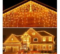 YMing Icicle Lights Outdoor, 33ft 400 LED Fairy Light Decoration Outdoor Plug in 8 Modes Waterproof String Light Outside Indoor Decorations for Party, Wall, Garden, Birthday, Patio, Eave - Warm White