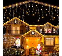 YMing Icicle Outdoor Christmas Lights Waterproof - 400 LED 10m Christmas Decorations Outdoor Fairy Light Mains Powered String Lighting for Outside Indoor Wall Party Warm White