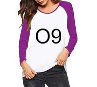 YMING Ladies Casual Loose Fit Home Style Tops Long Sleeve Thin Soft Cozy Tops Purple Red 17XL