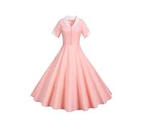YMING Ladies Sexy Cocktail Dresses Princess Tea Dress Festival Knee Length Dresses Elegant A-line Dress Pink XS