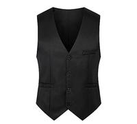 YMING Men's Slim Fit Plain Sleeveless Waistcoat Kilt Jackets and Waistcoats Formal Business Blazer Solid Color Waistcoat Sap BLK XXS