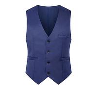 YMING Men's Tuxedo Sleeveless Waistcoat Formal Business Suit Man Military Blazer Mens Union Jack Waistcoat Withpockets Lake Blue XL