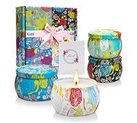 YMing Scented Candle Gift Set for Women, Soy Wax Aromatherapy Candles (Lavender, Jasmine, Gardenia, Vanilla), 4 Pack Large Tins Long Lasting, Relaxing Gifts Set for Her, Mum, Wife, Girlfriend