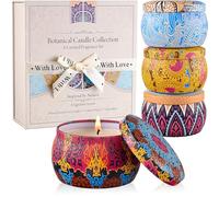 YMing Scented Candles Gift Set 5.65 oz Each Soy Wax Tins in Gift Box | 8% essential oils with 35-40h burn time per candle; for birthdays, Valentine’s, Mother’s Day, yoga & home scenting