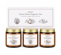 YMING Scented Candles Gift Set for Women, Natural Soy Wax Candles | Pear & Freesia, English Lavender, Fresh Linen, 20-25 Hours Each, Home Fragrance Gift for Birthday, Housewarming, Bath & Yoga