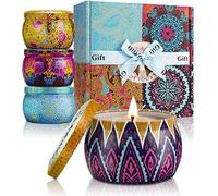 YMing Scented Candles Gifts for Women, 5.65 oz Large Aromatherapy Candles, Candle Gift Set, Real Soy Wax Portable Travel Tin Candle, 4 Pack Metal, Gifts for her, Birthday, Valentine's Day