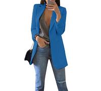 YMING Women Casual Suit Jacket Solid Color Blazer No Button Elegant Blazer Dark Blue 4XL