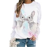 YMING Women Loose Plus Size Rabbit Pullover Easter Sweatshirt Long Sleeve Crew Neck Sweatshirts Couple Bunny 4XL