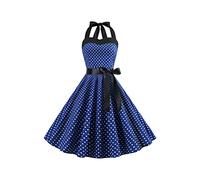 YMING Women Off Shoulder Sleeveless Elegant Dress Evening Audrey Hepburn Style 1950s Dress Swing Bow Tie Strap Cocktail Dress Dark Blue L