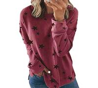 YMING Womens Loose Vintage Pullover Sweatshirts Star Graphic Long Sleeve Sweatshirt Crewneck Casual Sweatshirts Wine Red 3XL