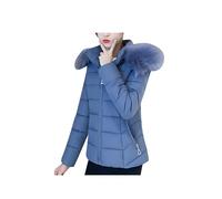 YMING Women's Oversized Long Sleeve Sherpa Parka Down Jacket Zip Pocket Versatile Fashion Retro Hooded Coat Blue S