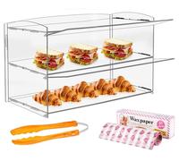 YMJOINMX Acrylic Display Case 2 Tier Bakery Pastry Display Case Retail Display Counter Cases Acrylic Display Shelf Donut Cookie Display Cabinet Plastic Case