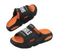 YMKJZLBD Sliders Mens Men's Slippers Sandals Summer Wear Fashionable Lazy Flat Out-black And Orange-42-43 One Size Smaller