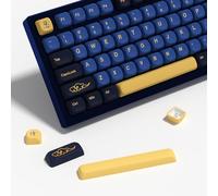 YMKPVR KBDiy Blue Samurai Keycaps 75 Percent KOA Profile,Five Sides Dye-Sublimation PBT Retro Custom Keyboard Keycap,131 Keys Cap Set for Cherry Gateron MX Switches Mechanical Keyboards