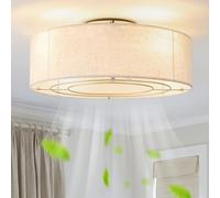 YMKSKJ Low Profile Ceiling Fans with Lights, 20" Boho Rattan Ceiling Fan with Light Flush Mount and Remote Control, Drum Caged with 6 Speeds for Bedroom, Nursery, Living Room