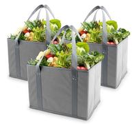 YMKWZ 3 Pcs Grocery Bags Reusable Grocery Tote Collapsible Large Capacity Grocery Shopping Bags with Sturdy Bottom Easy to Clean Grocery Bags for Groceries Shopping