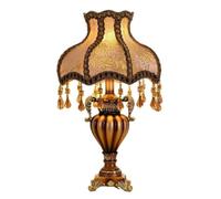 YmkYcun Victorian Style Table Lamp with Brown Handmade Resin Base and Paisley Pattern Fabric Shade, 20" Tall