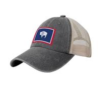YMLHAQ Wyoming State Flag Mesh Trucker Hat Mesh Snapback,Trendy Cowboy Cap for Sports and Headwear, Deep Heather, One size