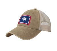 YMLHAQ Wyoming State Flag Mesh Trucker Hat Mesh Snapback,Trendy Cowboy Cap for Sports and Headwear, Natural, One size