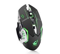 YMLOVE 1PCS Gaming Mouse 2400DPI high performance 7 color RGB LED lights High precision aiming 3 adjustable DPI 6 button USB Wireless Optical PC laptop compatible (Black)