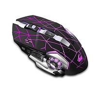 YMLOVE 1PCS Gaming Mouse 2400DPI high performance 7 color RGB LED lights High precision aiming 3 adjustable DPI 6 button USB Wireless Optical PC laptop compatible (Star black)