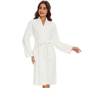 Ymmchy Women Bathrobes Lightweight Dressing Gown Terry Towelling Bath Robe Shawl Collar Robes White XL