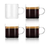 YMMIND 4-Pack 4oz Espresso Cups Espresso Shot Glasses with Handle, Small Glass Coffee Cups, Espresso Mugs Demitasse Cups Cappuccino Cup for Hot or Cold Latte, Tea, Microwave Dishwasher Safe