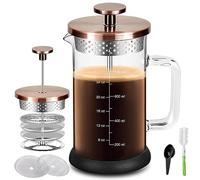 YMMIND French Press Coffee Maker 34 Ounce Espresso Tea Coffee Maker with 4 Filters System, Stainless Steel Plunger and Heat Resistant Borosilicate Glass BPA-Free Brewed Tea Pot Coffee Plunger