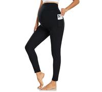 Ymmott Maternity Leggings Over Bump with Pockets High Waist Black Soft Belly Support Stretchy Pregnancy Pants Yoga Workout Pajama Trousers