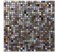 YMMXGE 10-Sheet Peel and Stick Metal Backsplash Tile Stick on Kitchen 3D Wall Decor Aluminum Mosaic Tiles for Bathroom, 12"x12"x0.15" (10, Silver Gold Copper Mixed)
