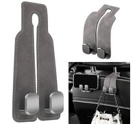 YMNBFCX 2PCS Car Bag Hooks, for Dacia Duster III 2024 2025 Leather Car Seat Organiser Hooks, Multifunctional Back Seat Hooks Headrest Hanging Bags,C/Grey