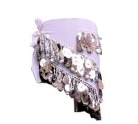 Ymnilian Belly Dance Hip Scarf,Belly Dance Skirt Belly Dance Costume Fit use for Women Sequin Belly Dancing Belt Tassel Hip Wrap Bellydance Belt Sexy Belly Dance Hip Scarf(Silver)