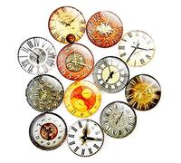 Ymnilian Mosaic Tiles Arts and Crafts, Mosaic Kit Alarm Clock Mosaic Art Random Mixed Color Printed Glass Half Round Cabochons Tiles, For Photo Pendant Craft(1,30mm 15pcs)