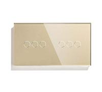 Ymnilian Touch Light Switch, Smart Light Switch 6 Gang Luxury Wall Touch Sensor Switch For Home 157mm Light Switch White Black Golden Crystal Class Panel Switch 3 Colors(Gold)