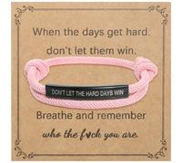 YMNLSASR Remember Who The F You Are Bracelet- Motivational Bracelet for Women Men, L, 银, calcite