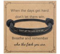 YMNLSASR Remember Who The F You Are Bracelet- Motivational Bracelet for Women Men, L, 银, calcite