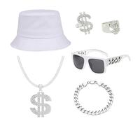 YMO 2000s Hip Hop Costume Kit, 80s 90s Rapper Costume Accessories Outfit for Men Women Old School Rapper Themed Party