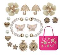 YMO Charms for Bogg Bag, Bling Flowers Butterfly Pearl for Bogg Bag Accessories Charms Compatible with Simply Southern Rubber Beach Bag Tote Handbag
