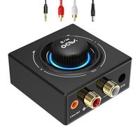 YMOO Bluetooth 5.3 Receiver for HiFi, Wireless Audio Adapter with AUX 3.5mm/RCA Jack, Long Range Music Adaptor Volume Control for Home Stereo/Amplifier from Smartphone/PC, Dual Link for Two Speakers