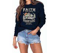 Ymoshoe Christian Sweatshirt Women Bible Verse Pullover Jesus Shirt Casual Holiday Fall Winter Church Outfit Religious Gift, Faith-navy2, XL
