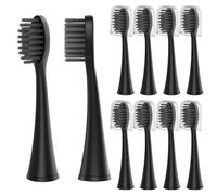 YMPBO Toothbrush Heads Compatible with Burst Electric Toothbrush, [10 Replacement Heads + 30 Floss Picks + 1 Holder] for Burst Sonic Toothbrush, Deep Cleaning Bristle Design, Black