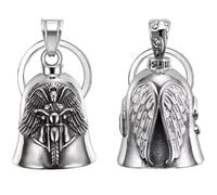 YMPEKA 2 Pcs Motorcycle Bell Guardian Angel,Motorcycle Cross Bell - Key Chain Biker Bells Protect the Rider, Good Luck Accessories for Rider Drive Safe Key Chain for Men Women Guard Biker Safety