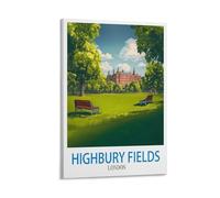 YMQWJYLW Highbury Fields London Vintage Travel Posters 20x30inch(50x75cm) Canvas Printing Home Decor Wall Art Prints