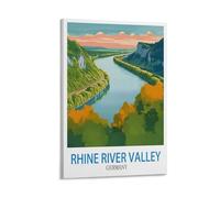 YMQWJYLW Rhine River Valley Germany Vintage Travel Poster 08x12inch(20x30cm) Canvas Printing Home Decor Wall Art Prints