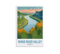 YMQWJYLW Rhine River Valley Germany Vintage Travel Poster 16x24inch(40x60cm) Canvas Printing Home Decor Wall Art Prints