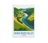 YMQWJYLW Rhine River Valley Germany Vintage Travel Posters 24x36inch(60x90cm) Canvas Printing Home Decor Wall Art Prints